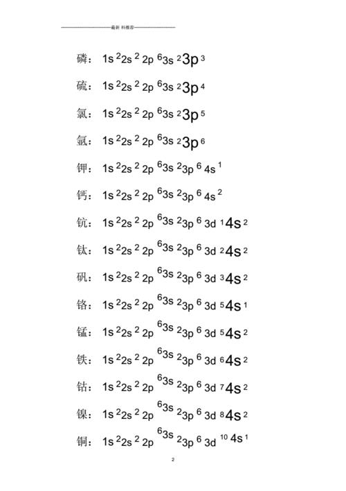 前36号元素价电子排布式